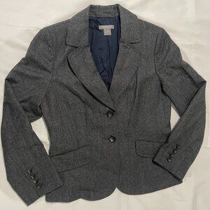 Ann Taylor Petites Blazer Jacket Womens Size 8P Gray 2 Button No Pockets